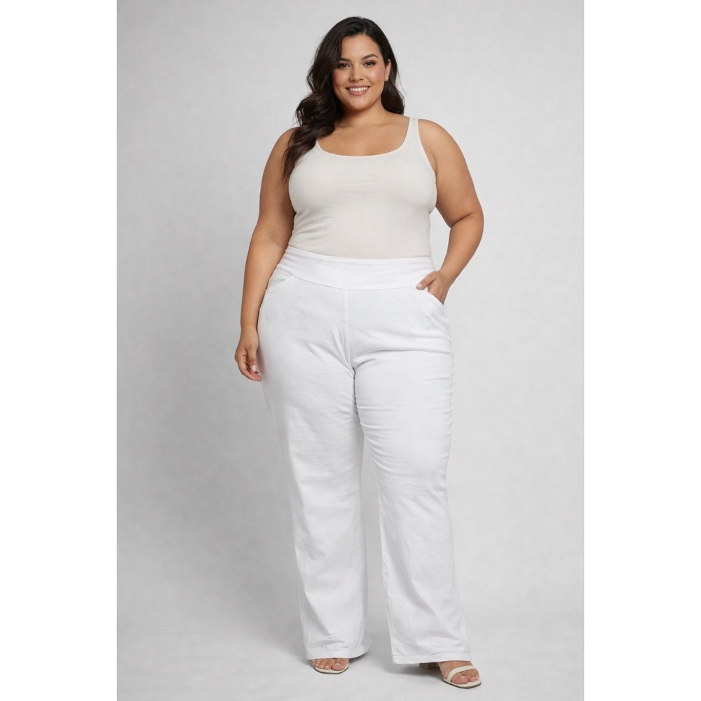 Counterparts Womens White Pull On Straight Leg Stretch Pants XL 1947646AHA